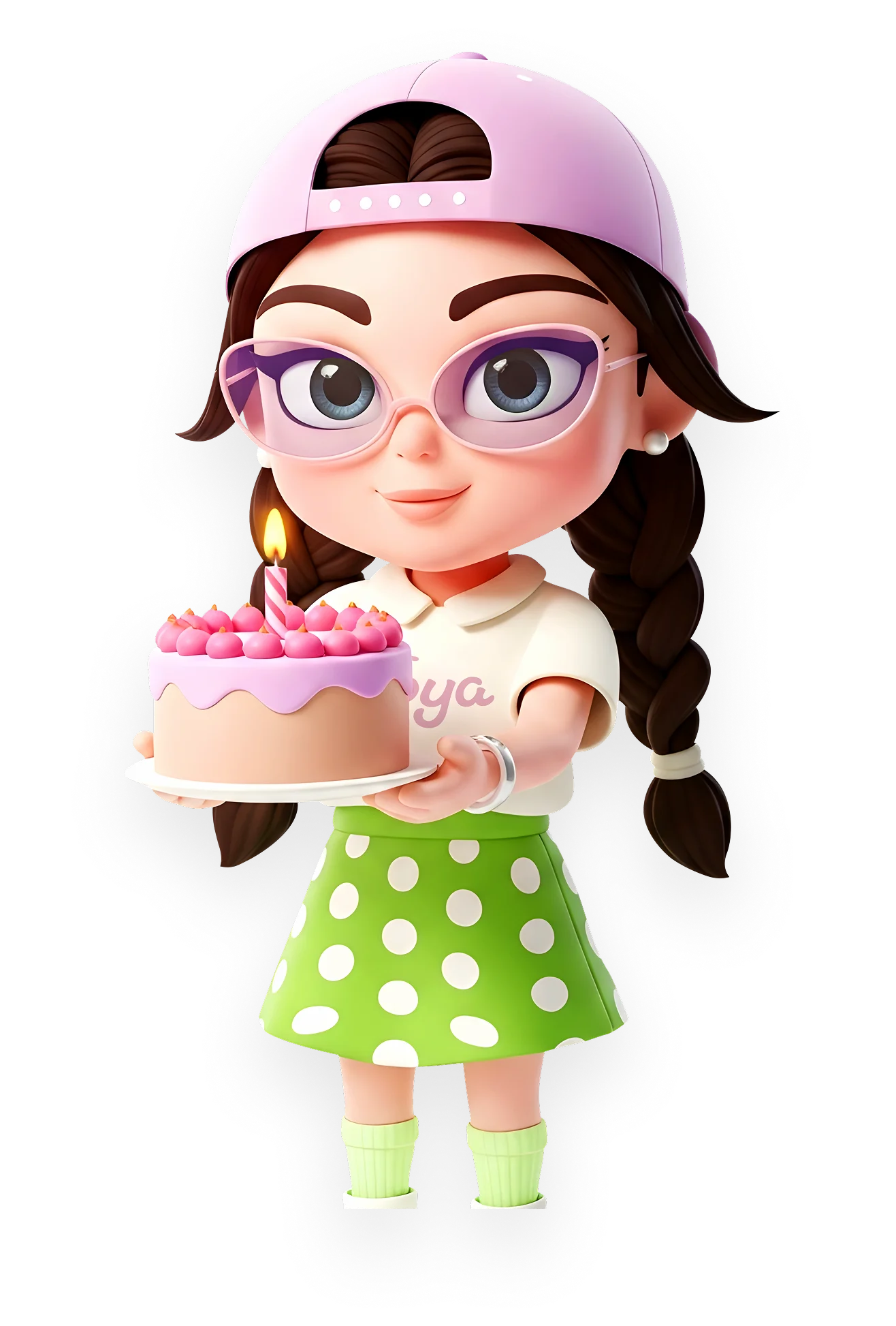 Девочка Joki Joya с праздничным тортом на детский день рождения